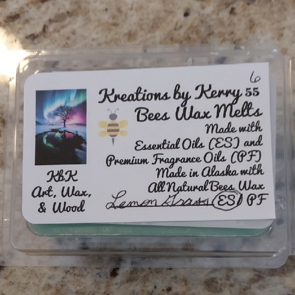 Lemon Grass Bees Wax Melts with Essential Oils - Natural and Non-Toxic